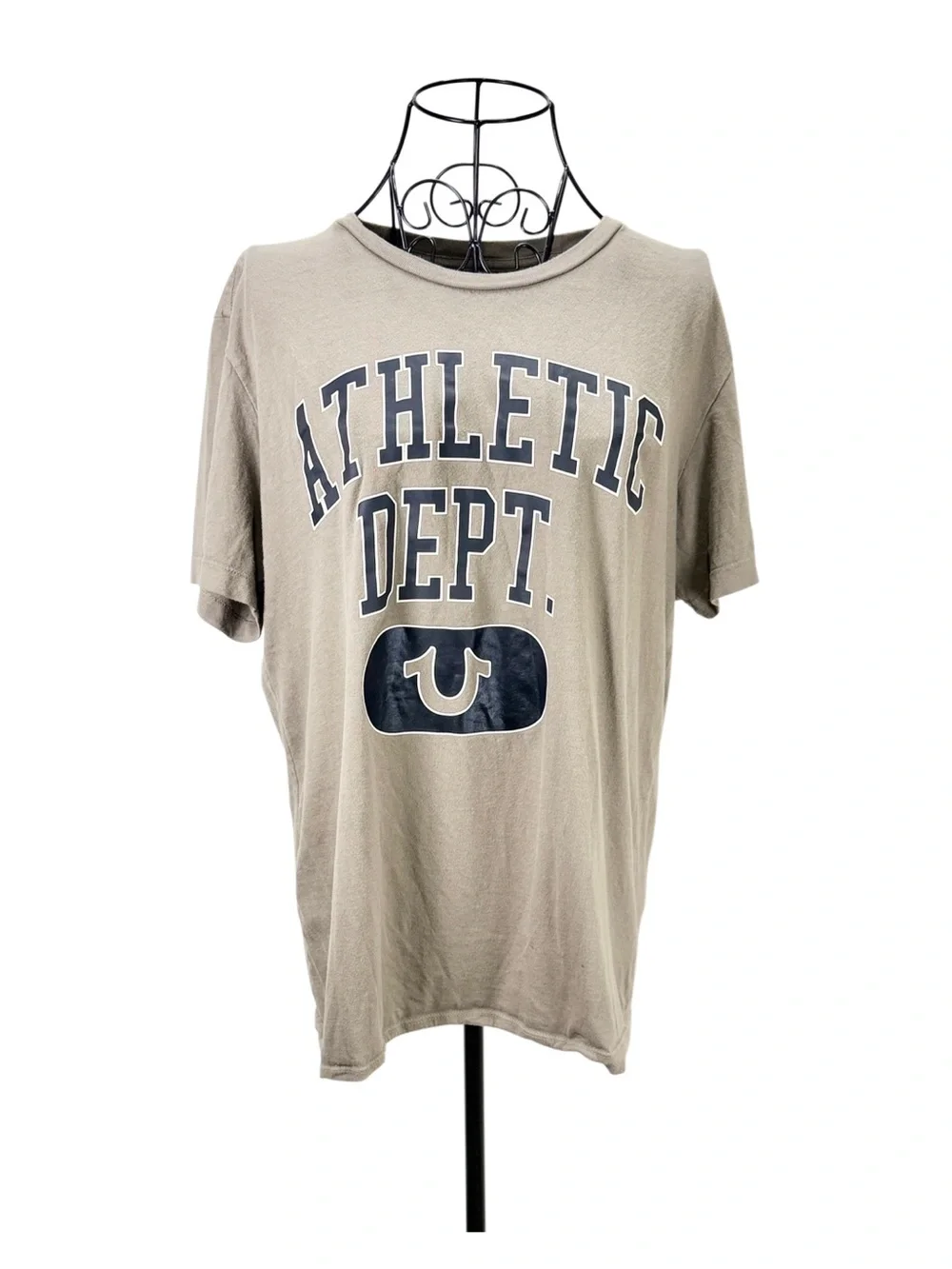 True Religion Taupe T-Shirt with White Logo